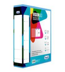 Raccoglitore personalizzabile Vision - 22 x 30 cm - 4 anelli a D 50 mm - dorso 7 cm - azzurro - Favorit