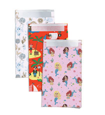Sacchetto regalo - fantasie assortite - c/patella adesiva - 20 x 35 + 5 cm - carta - Rex Sadoch - conf. 3pz