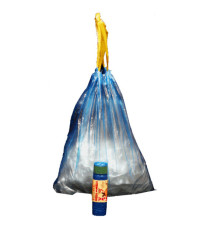 Sacchi - 50 x 60 cm - 30 L - 13 micron - con maniglie - MDPE/HDPE - azzurro - Rolsac - conf. 15 pezzi
