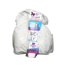 Sacchi bagno - 40 x 50 cm - 15 L - 16 micron - MDPE/HDPE - bianco - Rolsac - conf. 30 pezzi