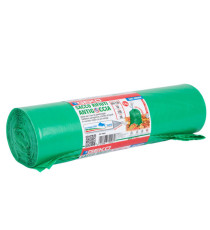 Sacchi per rifiuti da giardino - 80 x 120 cm - 150 L - 56 micron - LDPE - verde - Geko - rotolo da 10 sacchetti