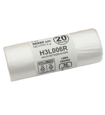 Sacco rifiuti - HDPE - 50 x 60 cm - 30 L - 15my - neutro - Bio Extrusion - conf. 20 pezzi