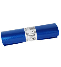 Sacco rifiuti - PCR - 90 x 120 cm - 120 L - 60 gr - azzurro -Bio Extrusion - conf. 10 pezzi