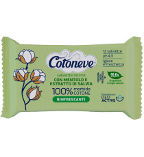 Salvietta intima rinfrescante - cotone biodegradabile - Cotoneve - conf. 12 pezzi