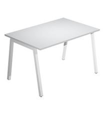 Scrivania lineare Easy - struttura bianca - gambe inclinate - 120 x 80 cm - grigio