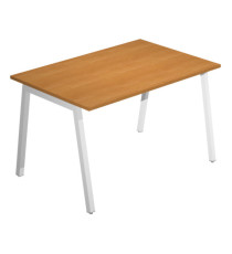 Scrivania lineare Easy - struttura bianca - gambe inclinate - 120 x 80 cm - noce chiaro