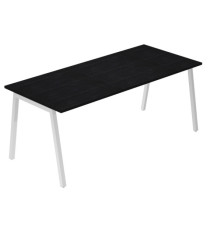 Scrivania lineare Easy - struttura bianca - gambe inclinate - 140 x 80 cm - nero venato