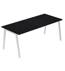Scrivania lineare Easy - struttura bianca - gambe inclinate - 160 x 80 cm - nero venato
