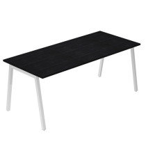 Scrivania lineare Easy - struttura bianca - gambe inclinate - 160 x 80 cm - nero venato