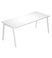 Scrivania lineare Easy - struttura bianca - gambe inclinate - 180 x 80 cm - bianco