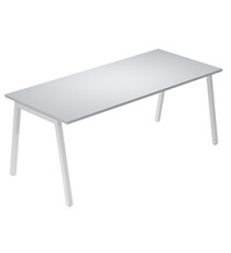 Scrivania lineare Easy - struttura bianca - gambe inclinate - 180 x 80 cm - grigio
