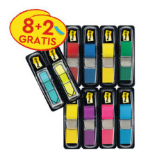 Segnapagina Post-it Index piccolo + Segnapagina Post-it® Index Freccia - colori assortiti  - Post-it - Value pack 8+2 f