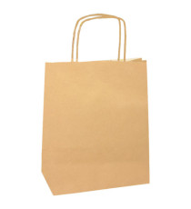 Shopper Twisted - maniglie cordino - 14 x 9 x 21 cm - carta biokraft - avana - Mainetti Bags - conf. 25 pezzi