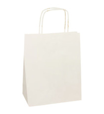 Shopper Twisted - maniglie cordino - 14 x 9 x 21 cm - carta kraft - bianco - Mainetti Bags - conf. 25 pezzi
