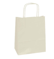 Shopper Twisted - maniglie cordino - 18 x 8 x 24 cm - carta kraft - avorio - Mainetti Bags - conf. 25 sacchetti