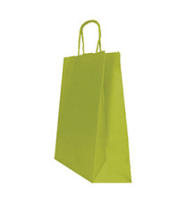 Shopper Twisted - maniglie cordino - 18 x 8 x 24 cm - carta kraft - verde fagiolo - Mainetti Bags - conf. 25 pezzi