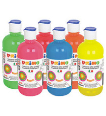 Tempera brillante perlata - 500ml - colori fluo assortiti - Primo - box 6 colori