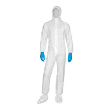 Tuta di protezione da rischio chimico DT115 - monouso - taglia L - PP/PE - bianco - Deltaplus