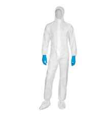 Tuta di protezione da rischio chimico DT115 - monouso - taglia L - PP/PE - bianco - Deltaplus