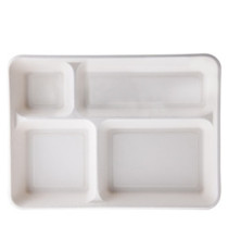 Vassoio biodegradabile - 4 scomparti - 37 x 27 x 3,6 cm - canna da zucchero - bianco - Signor Bio - conf. 40 pezzi