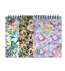 Blocco Nature Flowers - spiralato sul lato corto - A5 - 50 fogli - 80 gr - 5mm - Pigna