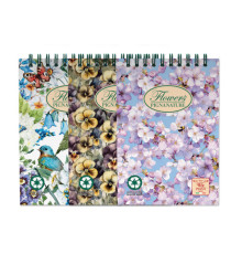 Blocco Nature Flowers - spiralato sul lato corto - A5 - 50 fogli - 80 gr - 5mm - Pigna