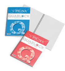 Blocco Quablock Original - spiralato - 22x29,5cm - 5 mm - 120 fogli - 80gr - 4 fori - microperforato - Pigna