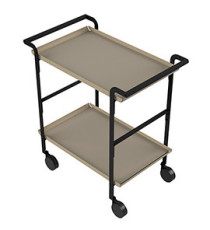 Carrello di servizio LINÉA - 2 ripiani sabbia + tovaglietta beige - Stilcasa