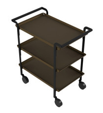 Carrello di servizio LINÉA - 3 ripiani neri + tovaglietta nera - Stilcasa