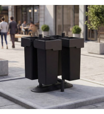 Portarifiuti MODULA - da terra - coperto - con contenitore - quadruplo - 90 x 90 x 107,5 cm - 73+73+73+73 L - antracite