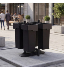 Portarifiuti MODULA - da terra - coperto - con contenitore - quadruplo - 90 x 90 x 107,5 cm - 73+73+73+73 L - antracite