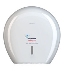 Dispenser carta igienica Defend Tech rotolo Maxi Jumbo 34,5 x 34,5 x 14 cm - rotolo diametro 29 cm - bianco - Papernet