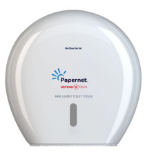 Dispenser carta igienica Defend Tech rotolo Mini Jumbo - 24,9 x 25,7 x 14,8 cm - rotolo diametro 23 cm - bianco - Papern