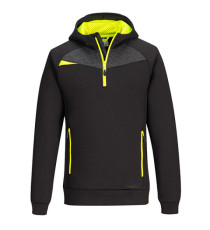 Felpa DX467 a mezza zip - con cappuccio - taglia L - nero - Portwest