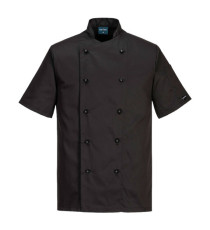 Giacca cuoco Kent - maniche corte - taglia M - nero - Portwest