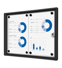 Bacheca per interni - con ante battenti -  2 fogli A4 - cornice nera - orizzontale - Showdown