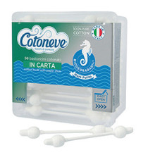 Bastoncini puliorecchie cotonati salvatimpano - Cotoneve - cofanetto da 56 pezzi