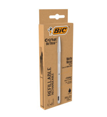 Penna sfera Cristal Re'New - con cappuccio - 1 mm - nero - Bic