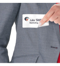 Etichette badge - in seta acetata - laser - rimovibili - 80 x 50 mm - 10 et/fg - 20 fogli - bianco - Avery