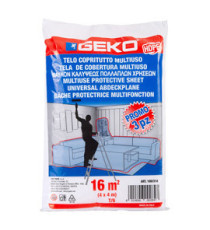 Telo coprituttto - 4 x 4 m - 16 mq - 230/240gr - HDPE - trasparente - Geko - conf. 3 pezzi