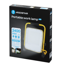 Faro led portatile da cantiere ricaricabile 100W 2200 lumen 6500K luce fredda IP65 - L304xW56xH385mm - orientabile a 360 gradi