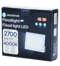 Faro led 30W bianco 2700 lumen luce naturale 4000K, ultrasottile IP65 Dimensioni: L142xW112xH27mm Serie 07