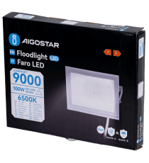 Faro led 100W bianco 9000 lumen luce fredda 6500K, ultrasottile IP65 Dimensioni: L246xW179xH28mm Serie 07