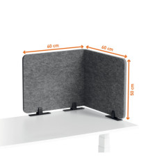 Pannello divisorio da scrivania EFFECT - feltro - pieghevole - 1,2 m - Durable