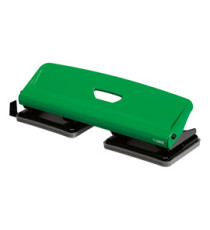 Perforatore 740 -  max 25 fogli - 4 fori fissi - verde - Lebez