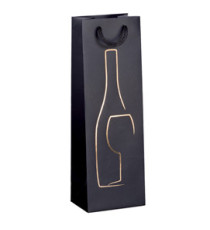 Shopper portabottiglie - con manici in corda - 12 x 37 x 9 cm - nero - Rex Sadoch