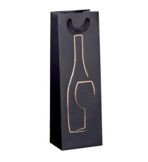 Shopper portabottiglie - con manici in corda - 12 x 37 x 9 cm - nero - Rex Sadoch