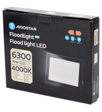 Faro led 70W nero 6300 lumen luce naturale 4000K, ultrasottile IP65 Dimensioni: L221xW172xH28mm Serie 07