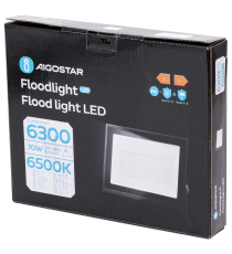 Faro led 70W nero 6300 lumen luce fredda 6500K, ultrasottile IP65 Dimensioni: L221xW172xH28mm Serie 07