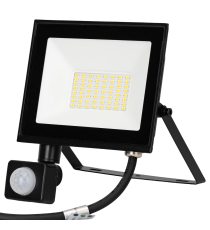 Faro led 30W con sensore, nero 2700 lumen luce fredda 6500K IP65 L142xW172xH52mm Serie 07 sens crepuscolare e movimento